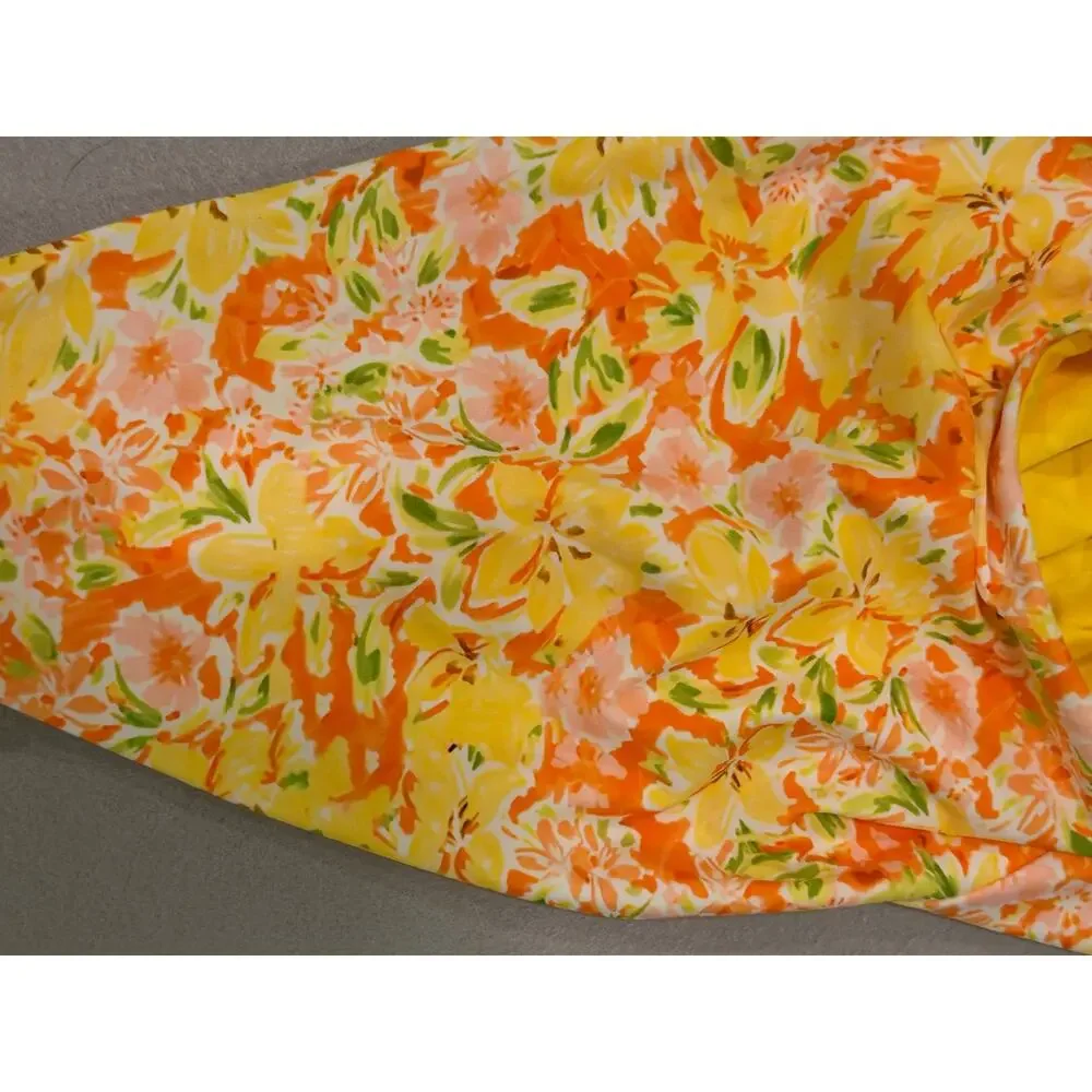 Princess Polly Fern Floral Cutout One Piece Swimsuit Yellow Multi US 6 NWT